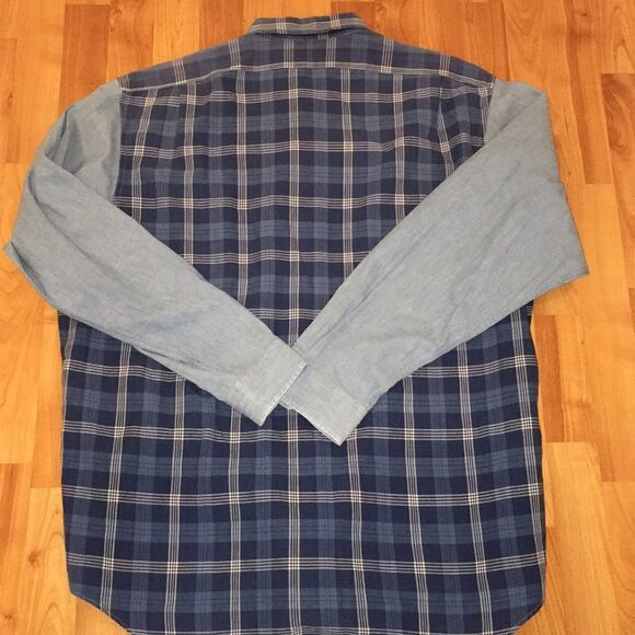 Retro Polo by Ralph Lauren 2 tone button Plaid Tartan Check & Chambray shirt XL - Picture 5 of 5